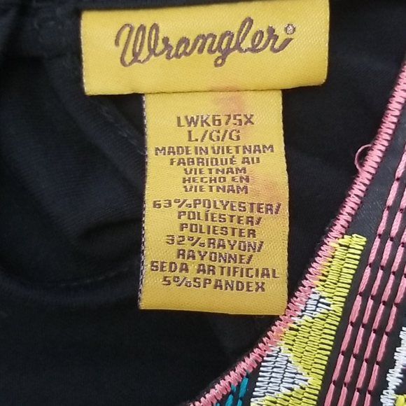Wrangler Black Boho Western Embroidered Tank Large - Picture 4 of 5